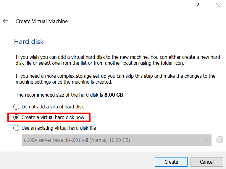 select type of hard disk for a virtual machine in virtualbox