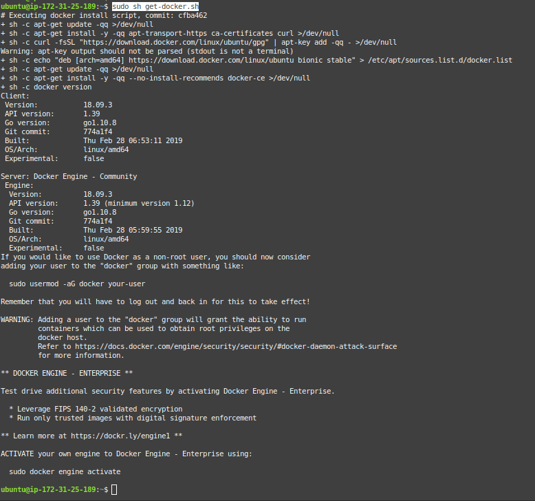 Install docker on AWS EC2 Ubuntu 18.04 (script method) - GeekyLane