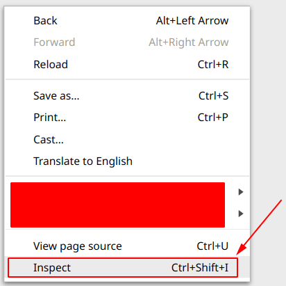 shortcut for inspect element in chrome