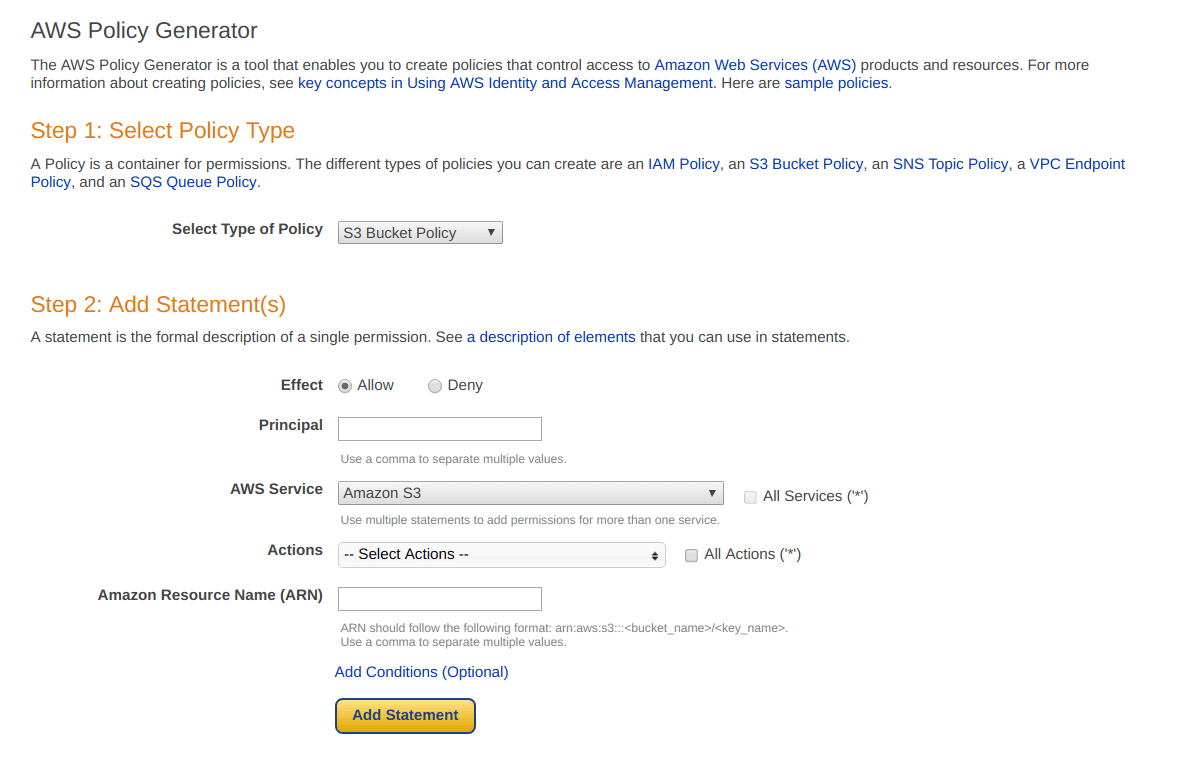 AWS policy generator