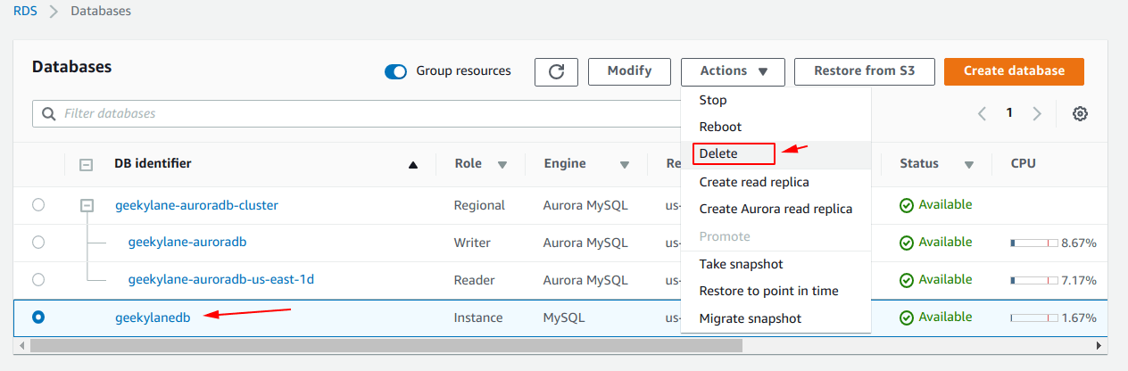 Deleting the original mysql database