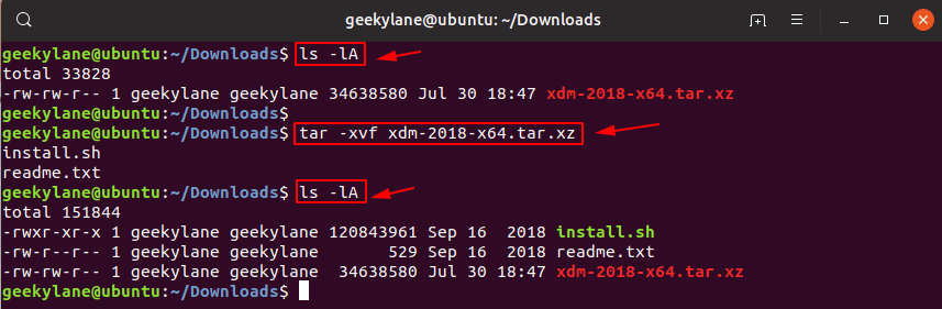 Extract .tar.xz files in ubuntu 19.04 using terminal