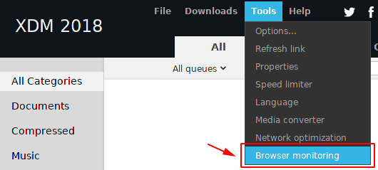 Enable browser monitoring in xdman